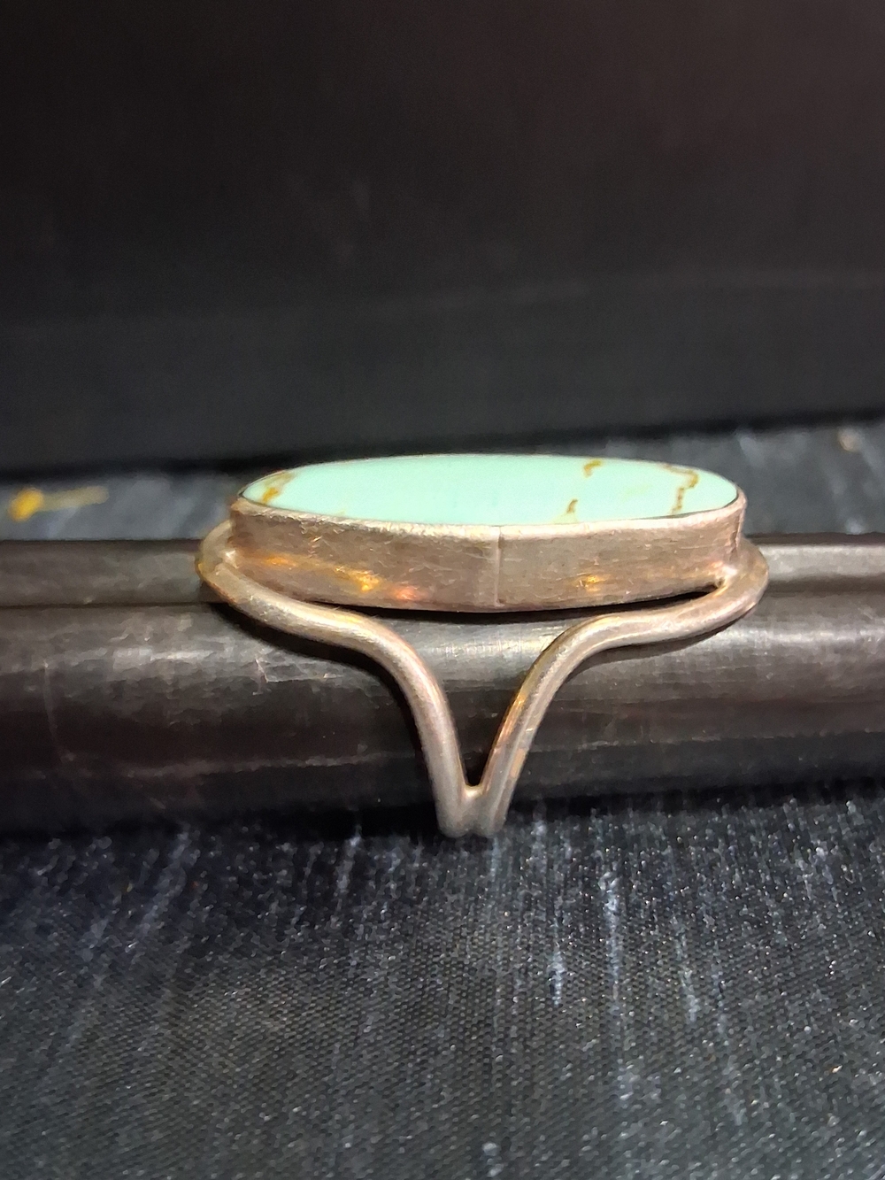 Sterling Silver Turquoise Oval Stone Ring - Mint Blue Southwest Sz 5 Mexico - Picture 4 of 6